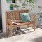 Outdoor 2-Person Patio Bench Brown Acacia Wood Sturdy Heavy Duty Seat